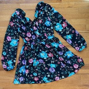 Express Floral Long Sleeve Fit and Flare Dress - Size 0 - NWT